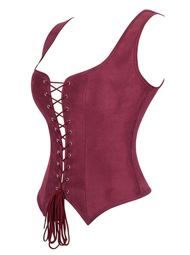 Vintage Lace Up Corset Vest for Women Renaissance Pirate Detail View