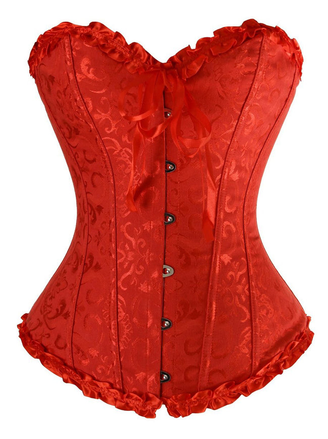 Burlesque Brocade Wedding Bridal Dance Bustier Corset Lingerie 
