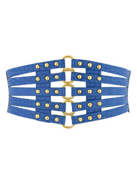 Vintage Retro Fashion Faux Leather Steampunk Rivet Elastic Waist Cinch Belt Main Image