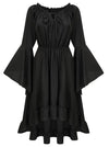 Charmian Women's Vintage Renaissance Off Shoulder Bell Sleeve High Low Dress Black Main Image
