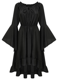Charmian Women's Vintage Renaissance Off Shoulder Bell Sleeve High Low Dress Black Main Image