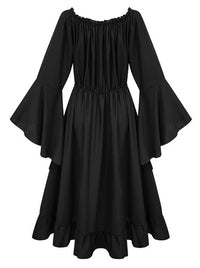 Women Renaissance Festival Costumes Bell Sleeve Dress Back View