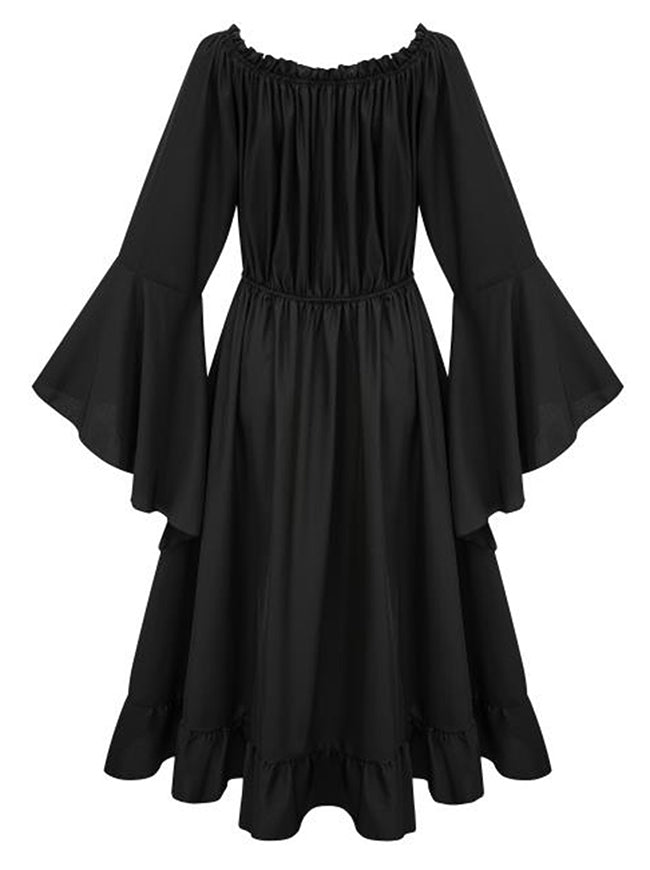 Women Renaissance Festival Costumes Bell Sleeve Dress Back View