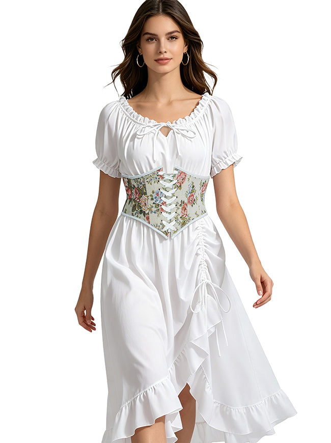Floral Decorative Corset Belt for Women Renaissance Fair Side View