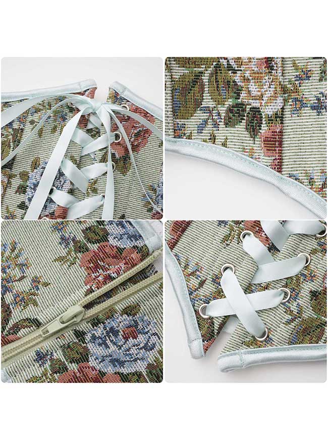 Fantasy Floral Lace-Up Corset for Women Dress Detail View