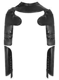 Women Black Leather Arm Guards Back View