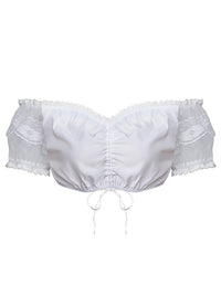 Charmian Women's Dirndl Blouse Crop Tops for Bavarian Oktoberfest Costume Outfits Off-Shoulder/White Main Image