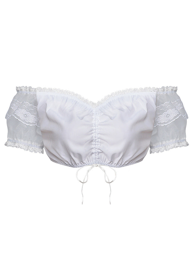 Charmian Women's Dirndl Blouse Crop Tops for Bavarian Oktoberfest Costume Outfits Off-Shoulder/White Main Image