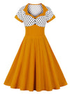 Killreal Women's Vintage Style 1950's Retro Polka Dot Swing Cocktail Dress Yellow Main Image