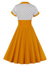 Yellow Polka Dot Printed Swing Dress Back View