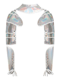 Charmian Women's Steampunk Gothic Shoulder Shrug Armor Arm Guards Bracers Silver Main Image