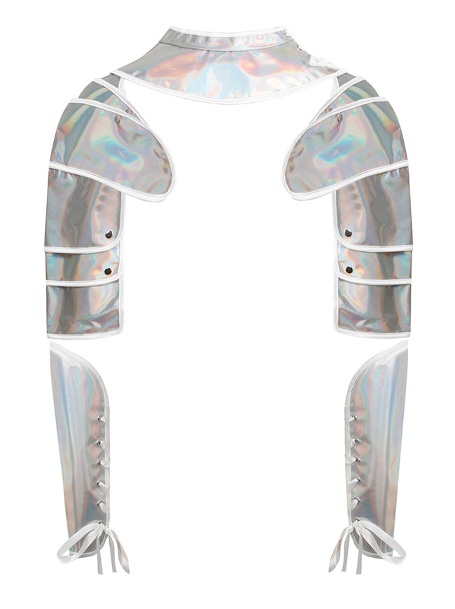 Charmian Women's Steampunk Gothic Shoulder Shrug Armor Arm Guards Bracers Silver Main Image