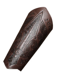 Charmian Medieval Leather Gauntlet Wristband Wrist Armor Viking Vambrace Archery Bracers Dark Brown Main Image