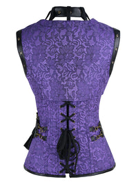 Steampunk-Vintage-Brokat-Korsett mit Schnürung, Jacke und Gürtel, Rückansicht