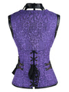 Steampunk Vintage Brocade Boned Lace Up Corset with Jacket and Belt