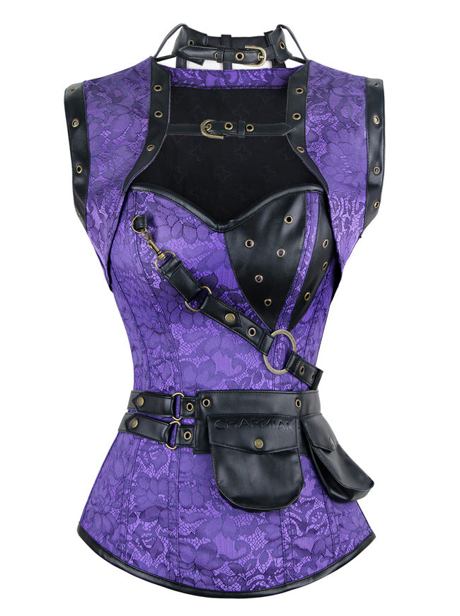 Steampunk Gothic Retro Spiral Steel Boned Corset Bustier Top Main Image