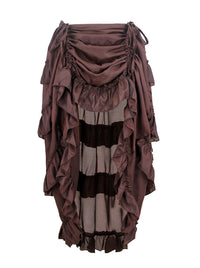 Steampunk Gothic High Low Cyberpunk Ruffle Skirt Coffee Main Image