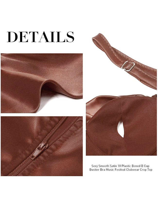 Satin Spaghetti Strap Zip Back Clubwear Camis Crop Top