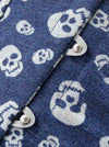 Gothic Denim Skull Printed Bustier Corset Top with Busk Closure