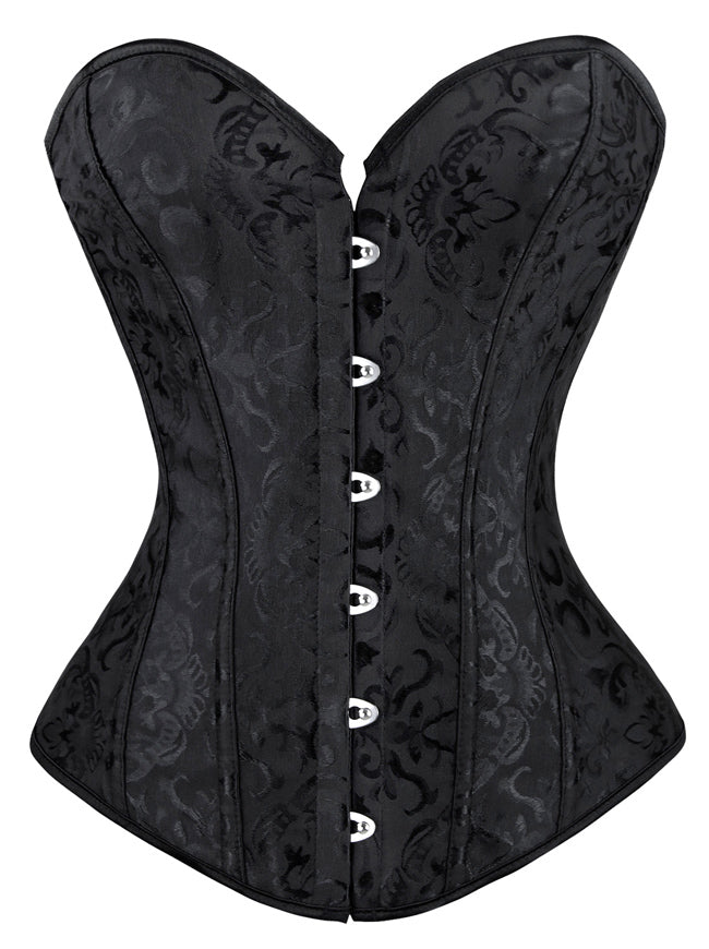 Vintage Jacquard Sweetheart Strapless Overbust Corset Detail View