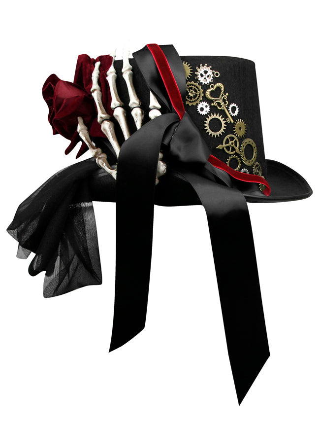 Gothic Top Hat Rose Gear Masquerade Top Hat
