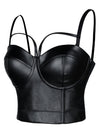 Gothic PU Leather Corset Bustier Crop Top Bra Side View