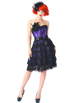 Steampunk Victorian Gothic Halloween Layered Lace Strapless Corset Dress