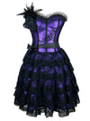 Burlesque Floral Lace Overlay Strapless Lace Up Bustier Corset Dress