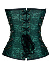 Gothic Jacquard Spiral Steel Boned Busk Closure Overbust Corset with Chains Back View
