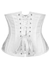 Classical Retro Lady White Brocade Punk Gothic Busk Closure Strapless Lace Up Waist Training Underbust Corset Tops Back View