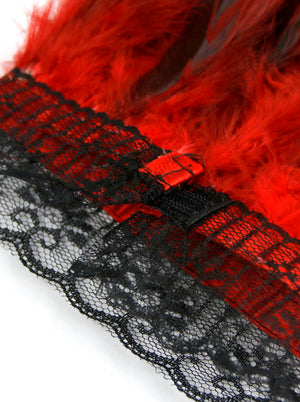 Steampunk Gothic Accessory Red Feather Collar and Shoulder Wrap Set Detail View
