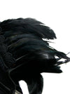 ビクトリア朝のゴシックショルダーストラップBoningブラックコルセットビスチェと羽の詳細ビュー