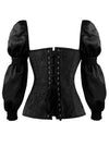 Victorian Gothic Brocade Low-cut Long Sleeves Bustier Corset Top