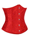 أزياء المرأة بروكيد مشد الخصر المشكل تحت الصدر مشد أحمر عرض الجانب