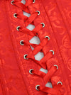Women's Retro Brocade Waist Cincher Shaper Underbust Corset Red Detail View