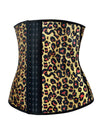 Women's Steel Boned Leopard Latex Hooks Hourglass Slimming Underbust Yellow Side View