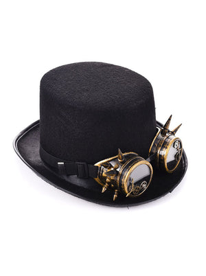 Old Fashion Steampunk Vintage Rock Punk Rivet Goggles Hat Costume Accessory