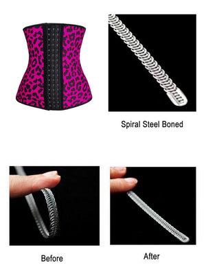 Fuchsia Leopard Spiral Steel Bone Body Shaper Waist Training Underbust Corset