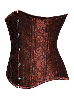 Vintage Satin Steel Boned Busk Closure and Lace Up Waist Trainer Corset Top Side View
