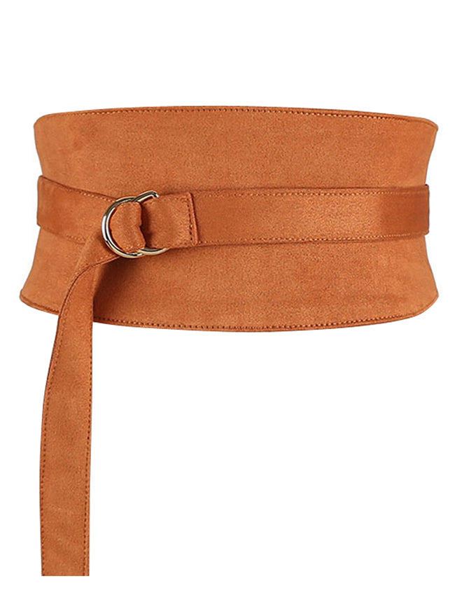 Casual Wide Faux Leather Suede Waist Belt Adjustable Waistband