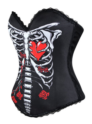 Lovely Lady Vintage Sweetheart Plastic Boned Goth Black Strapless Corset Tops Side View