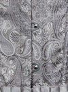 Women's Vintage Lace-up Brocade Embroidered Floral Overbust Corset Grey Detail View