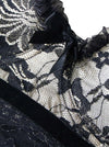 Women's Elegant Silk Satin Chemise Lace Bodycon Bustier Slip Lingerie Beige/Black Detail View