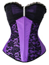 Satin Floral Lace Overbust Corset Bustier Top