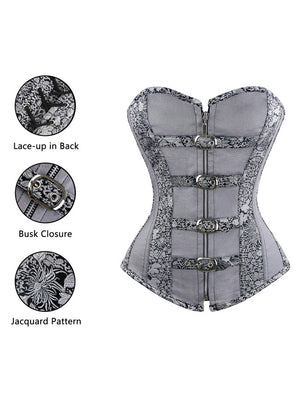 Punk Gothic Elegant Vintage Halloween Party Daily Casual All-match Punk Lace Up Waist Cincher Overbust Corset Tops Detail View