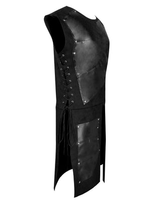Gilet à lacets en cuir gothique victorien médiéval Steampunk pour hommes vue latérale
