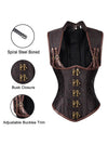 Women's Fashion Renaissance Steel Boned Underbust Corset Vest with Shrug Brown Detail View