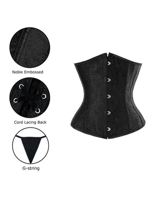 Fashion Burlesque Black Steampunk Halloween Cosplay Strapless Waist Slimmer Underbust Corset Tops Detail View