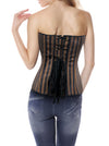 Classical Retro Women Punk Spiral Steel Boned Stripe Lace Up Overbust Corset Tops Back View