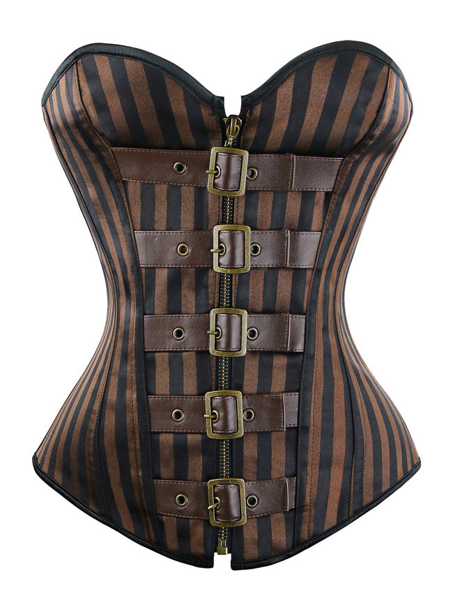 Retro Goth Stripe Steampunk Corsets Bustiers with Buckles